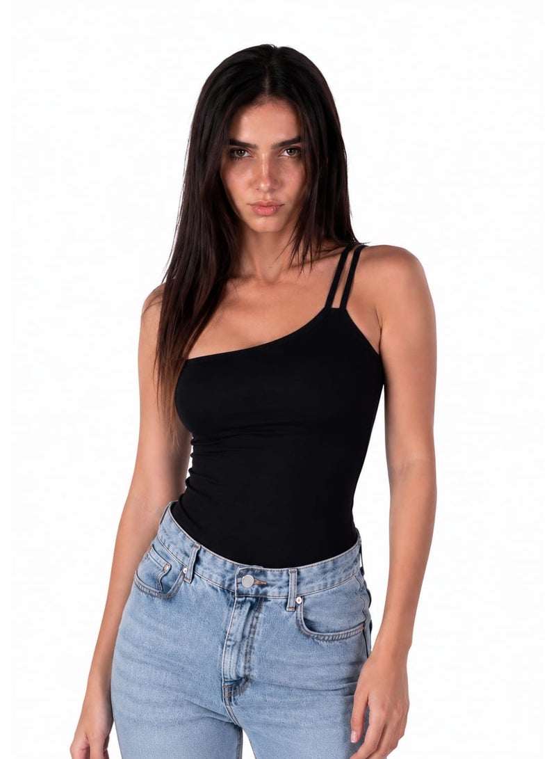silvy bellina lycra double strap top black