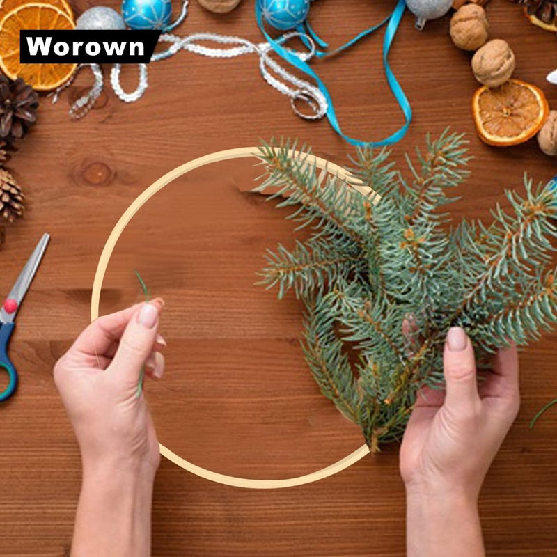 Worown 16 Pack Wooden Hoops, Bamboo Rings for Crafts, Wooden Bamboo Floral Hoop for Making Wedding Wreath Decor and Wall Hanging Crafts (10â€ & 12â€) - Image 3