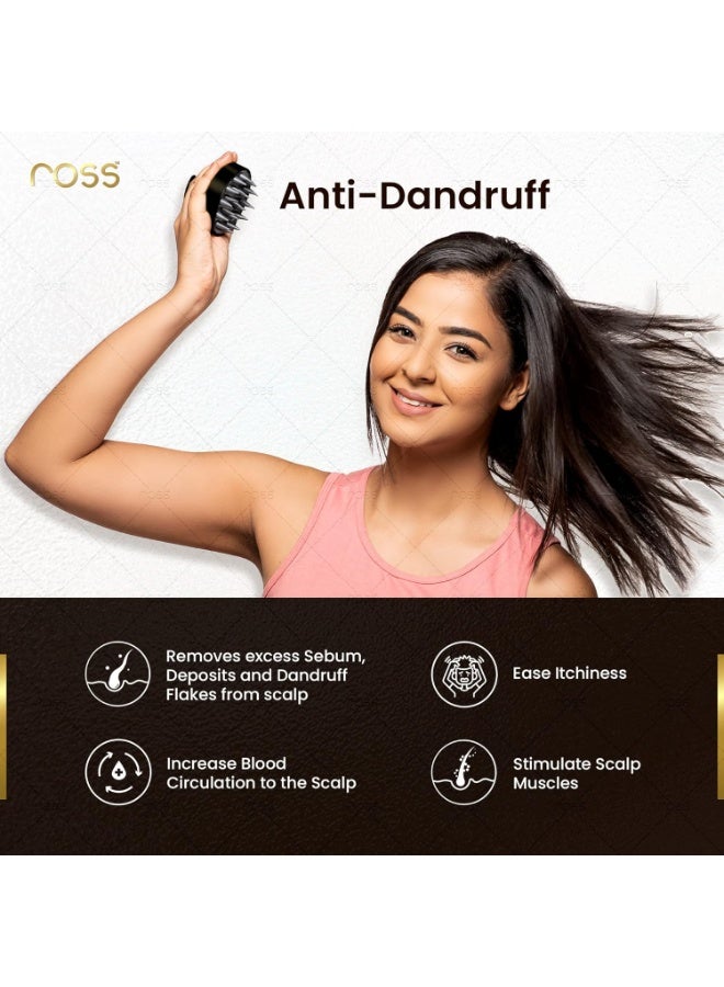 Ross Round Hair Scalp Manual Head Massager Shampoo Hair Brush, Super Soft Bristles for Exfoliating, Anti-Dandruff (Black) - Image 3