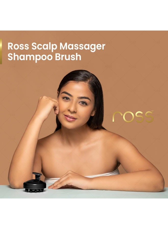 Ross Round Hair Scalp Manual Head Massager Shampoo Hair Brush, Super Soft Bristles for Exfoliating, Anti-Dandruff (Black) - Image 2