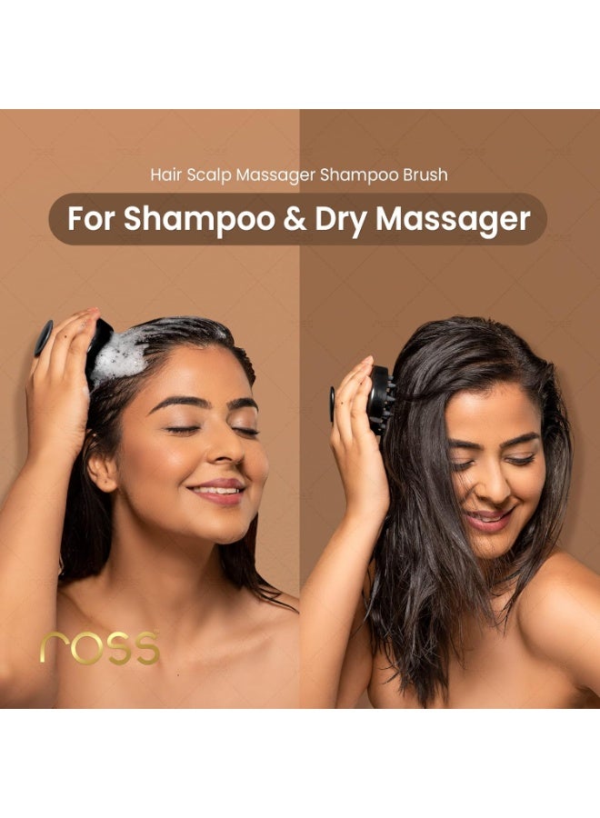 Ross Round Hair Scalp Manual Head Massager Shampoo Hair Brush, Super Soft Bristles for Exfoliating, Anti-Dandruff (Black) - Image 5