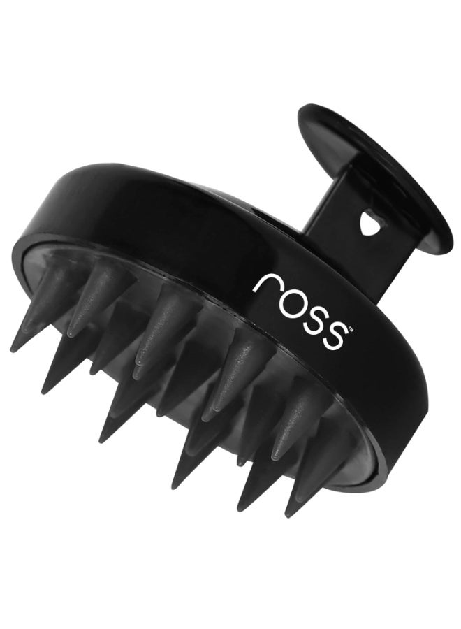 Ross Round Hair Scalp Manual Head Massager Shampoo Hair Brush, Super Soft Bristles for Exfoliating, Anti-Dandruff (Black) - Image 1