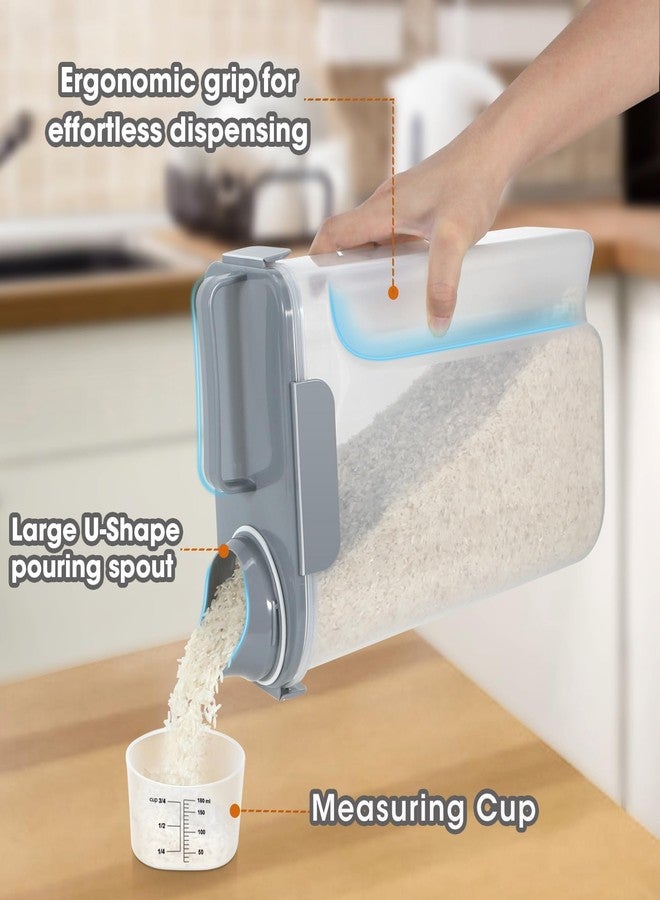 TBMAXS Rice Storage Container 10 Lbs, Airtight Food Dispenser with Large Spout and Cup for Pet Dog Cat Food Storage 7 Lbs - Image 2