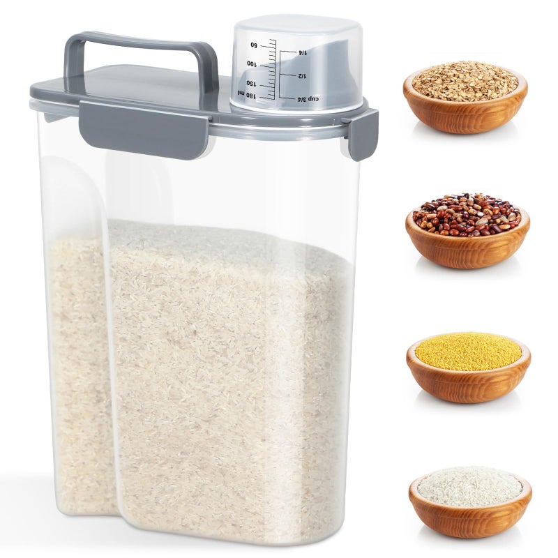 TBMAXS Rice Storage Container 10 Lbs, Airtight Food Dispenser with Large Spout and Cup for Pet Dog Cat Food Storage 7 Lbs - Image 1