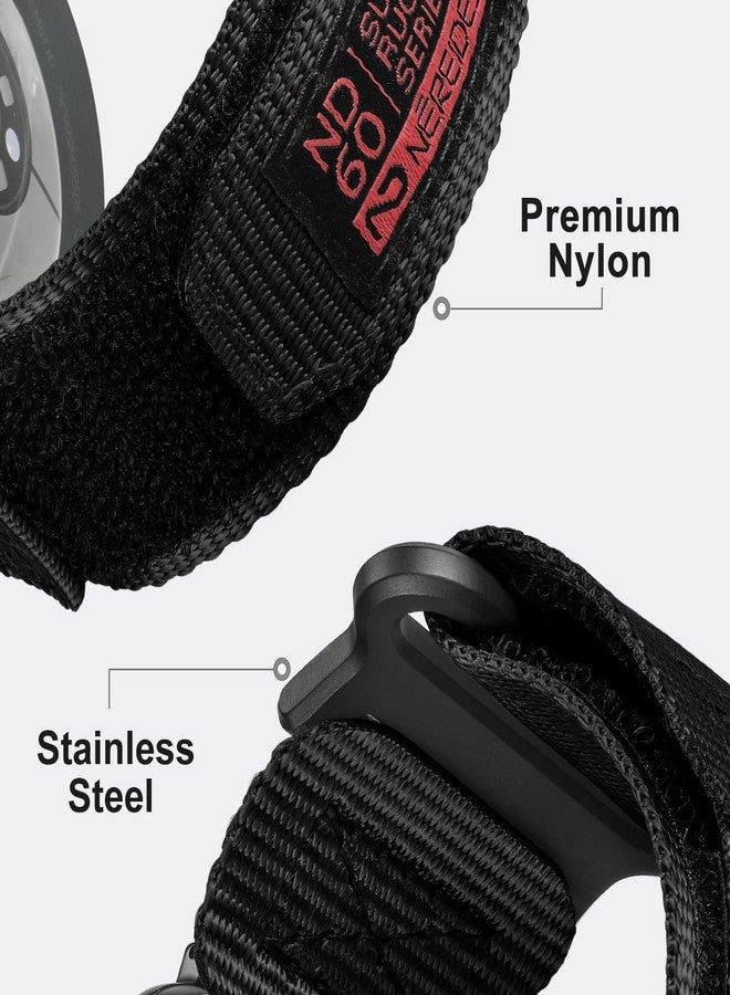 Nereides Watch Band Compatible with Samsung Galaxy watch 8 40/44mm, watch 8 Classic 46mm for Men Women, Nylon Sports Adjustable Replacement Strap for Galaxy Watch 8 2025 (Black) - Image 4