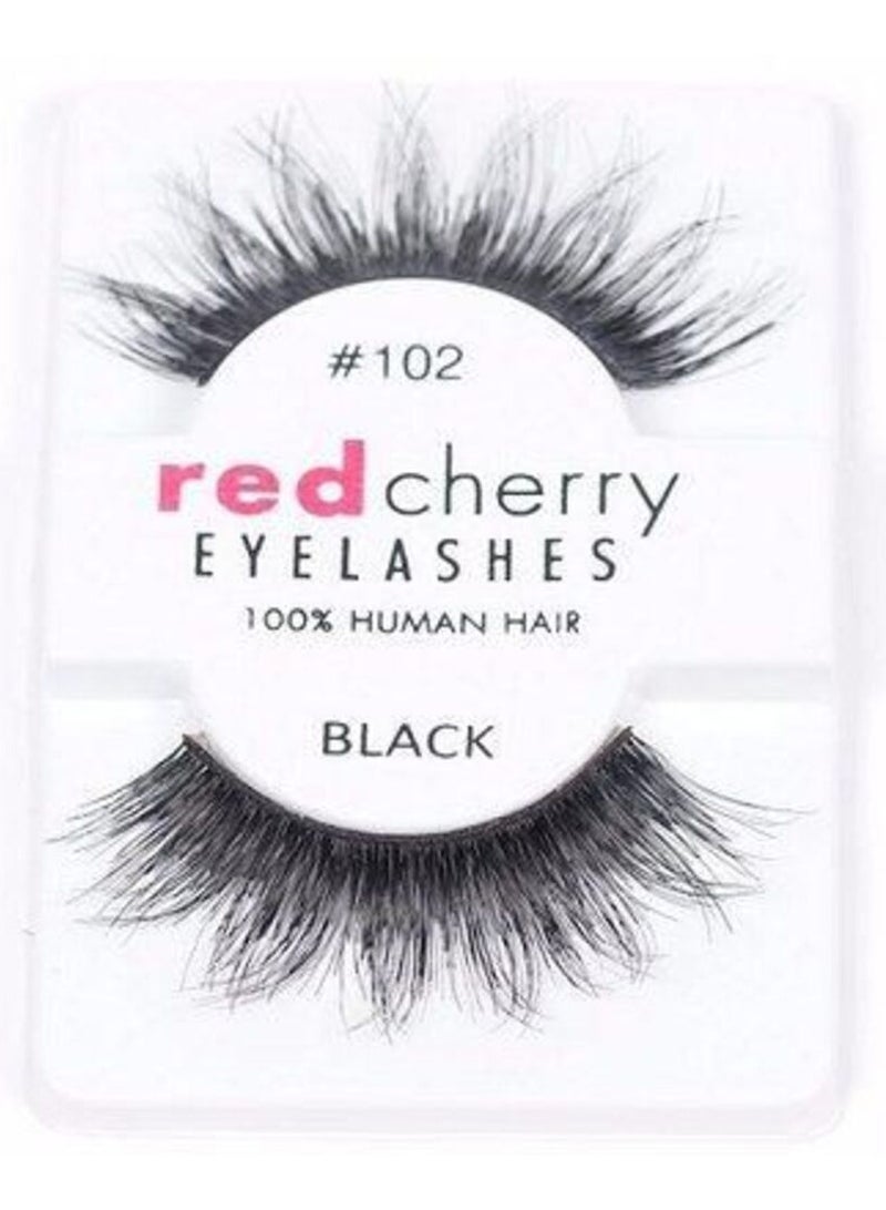 Red Cherry Eyelashes Human HAIR Black # 102 - Image 1