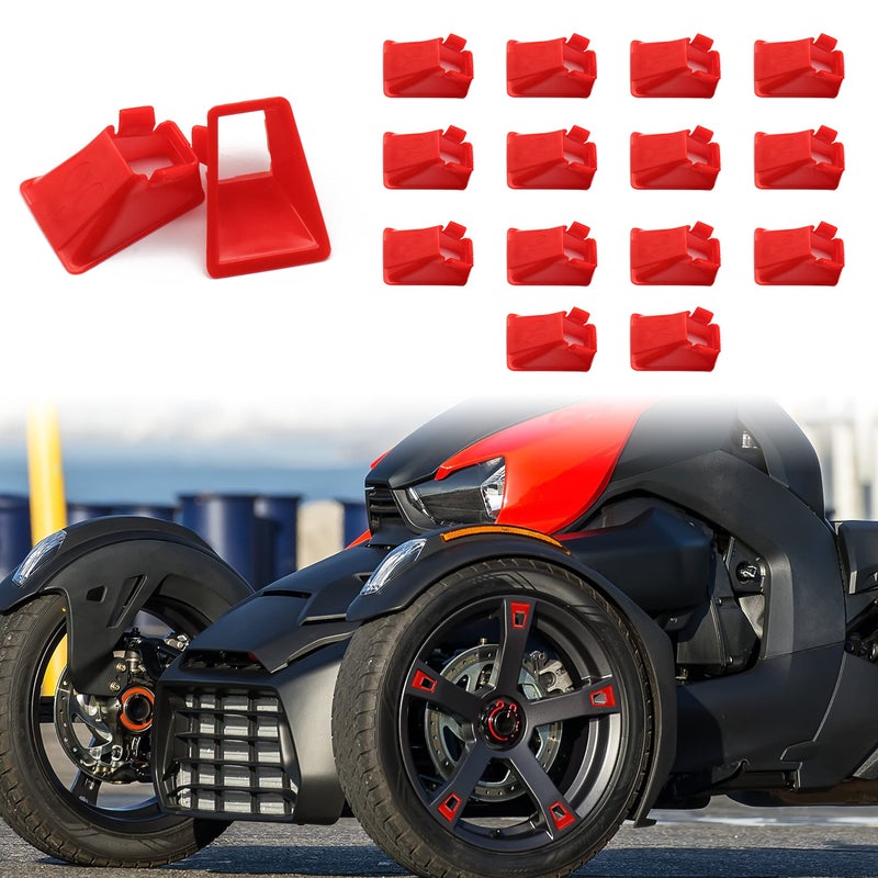 SAUTVS Tire Wheel Hub Caps Wheel Accents Kit for CanAm Ryker New Adrenaline Red Wheel Caps Center Cap Covers Accessories for All Ryker Models Replace OEM 219400920 16PCS