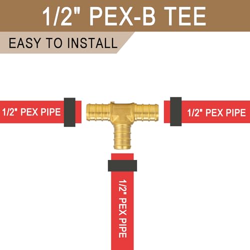 Lingmfg [10 Pieces] Lingmfg Pex Fittings 1/2 Inch Tee, 1/2 Inch Pex F1807 Crimp Brass - Image 3