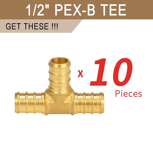 Lingmfg [10 Pieces] Lingmfg Pex Fittings 1/2 Inch Tee, 1/2 Inch Pex F1807 Crimp Brass - Image 5