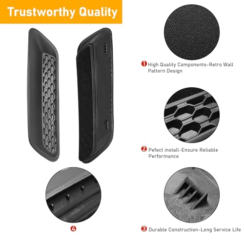 Moonlinks Compatible with 2010-2019 Dodge Ram Hood Vent Bezels 1500 2500 3500,Ram Air Hood Scoop Bonnet Replace Left&Right Side,Engine Hood Air Vent Outlet Cover Trim Black,68324991AA LH/68324990AA RH - Image 5