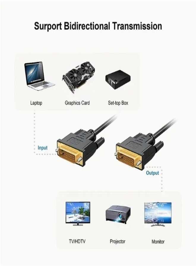 DVI to DVI Cable with Gold-Plated Male Headers 1.5M, Supports High Resolution 2560x1600 1080P, Suitable for Gaming, DVDs, Laptops, PCs, Monitors - Image 2