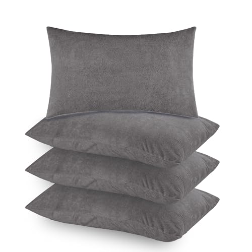 Mattress Protector Premium Waterproof Pillow Protector with Zippered Closure| Hypoallergenic & Protects from Dust Mites, Bed Bugs & Liquid Spills, Standard Size(18x28 Inch -Grey )- Pack of 4 - Image 1