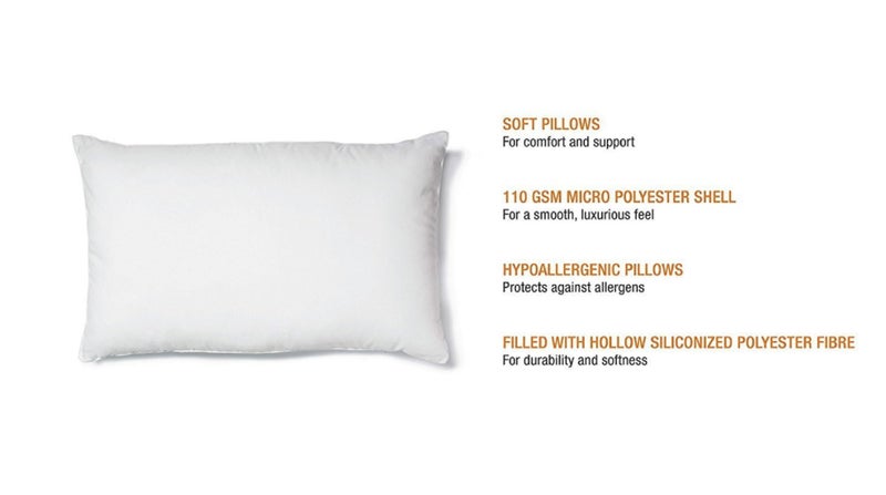PumPum Hollow Micro Fiber Pillow,17'x27' Inch,White,2 Pieces - Image 2