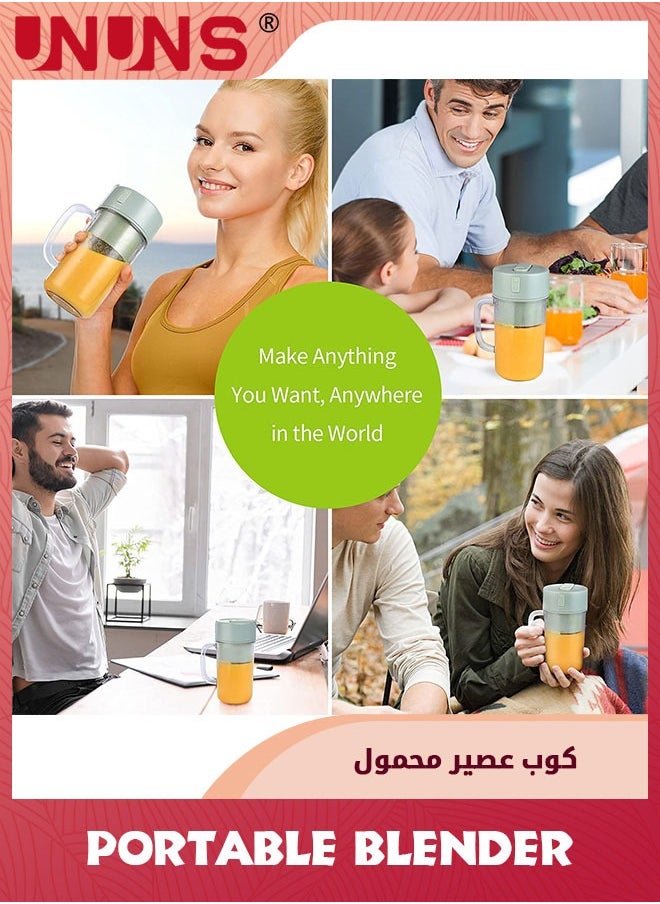 UNUNS - Personal Blender,400ml Blender With straw For Shakes And Smoothies,Portable Blender USB Rechargeable,Mixer One-handheld Drinking,Green - Image 1