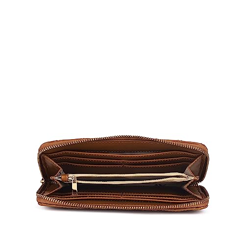 KLEIO Quilted PU Leather Wallet for Women with Zip Closure (Brown) - Image 5
