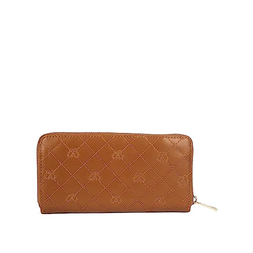 KLEIO Quilted PU Leather Wallet for Women with Zip Closure (Brown) - Image 2