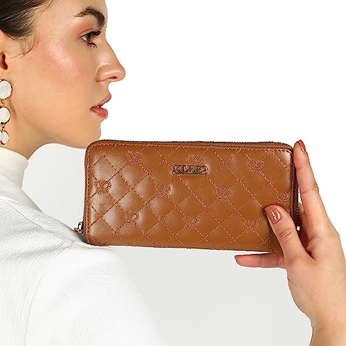 KLEIO Quilted PU Leather Wallet for Women with Zip Closure (Brown) - Image 4