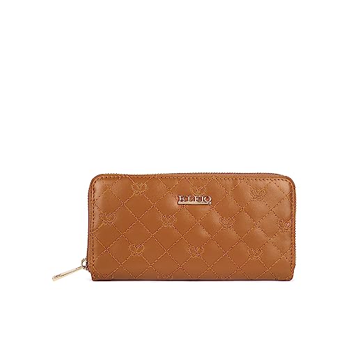 KLEIO Quilted PU Leather Wallet for Women with Zip Closure (Brown) - Image 1
