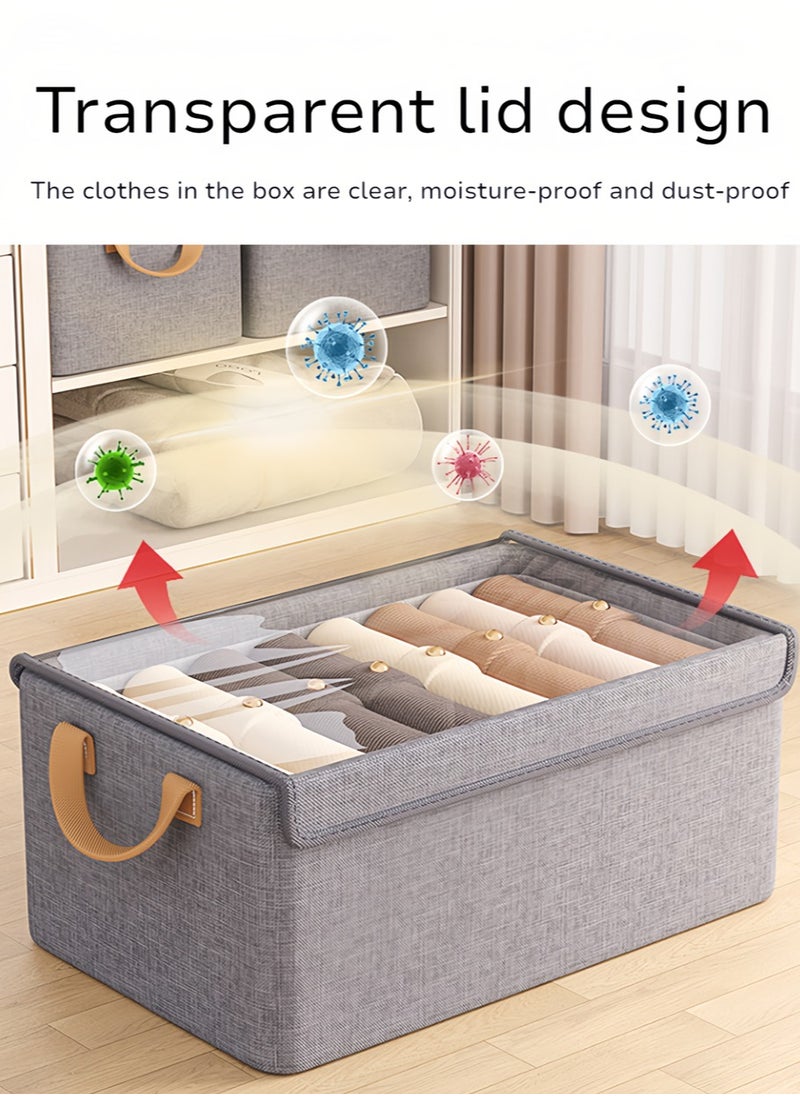 Generic 3-pack large bedroom clothing storage box with lid, thickened steel frame, foldable wardrobe clothing storage box with handles for storing clothes and toys  - Image 3