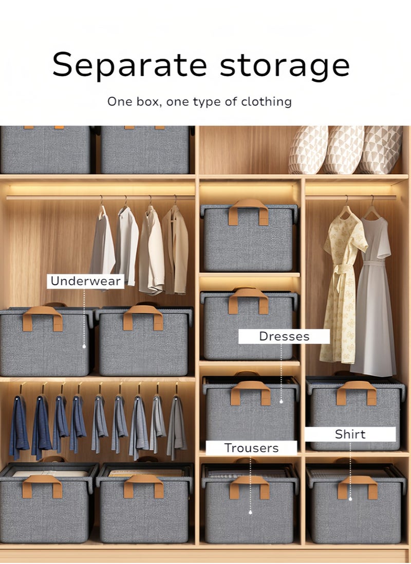 Generic 3-pack large bedroom clothing storage box with lid, thickened steel frame, foldable wardrobe clothing storage box with handles for storing clothes and toys  - Image 4