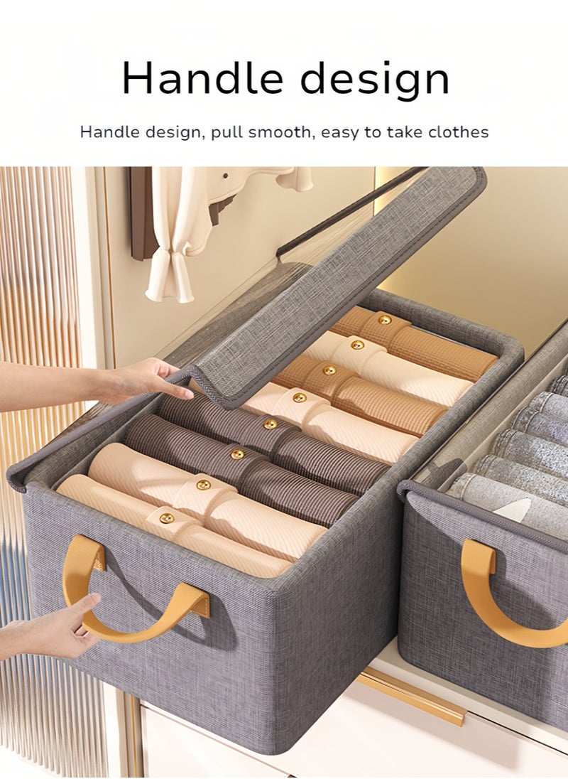 Generic 3-pack large bedroom clothing storage box with lid, thickened steel frame, foldable wardrobe clothing storage box with handles for storing clothes and toys  - Image 5