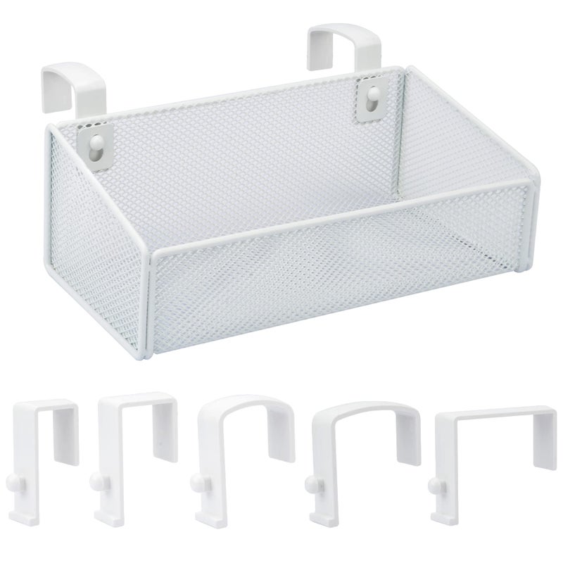 MATIMASU Bedside Caddy Hanging Storage Basket Beside Shelf Metal Organizer for Collage Dorm Bunk Bed,Hospital Bed,Baby Bed - Bedroom Essentials for Magazine,Remote Control,Phone,Drinks (White) - Image 4