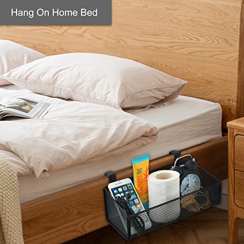 MATIMASU Bedside Caddy Hanging Storage Basket Beside Shelf Metal Organizer for Collage Dorm Bunk Bed,Hospital Bed,Baby Bed - Bedroom Essentials for Magazine,Remote Control,Phone,Drinks (White) - Image 5
