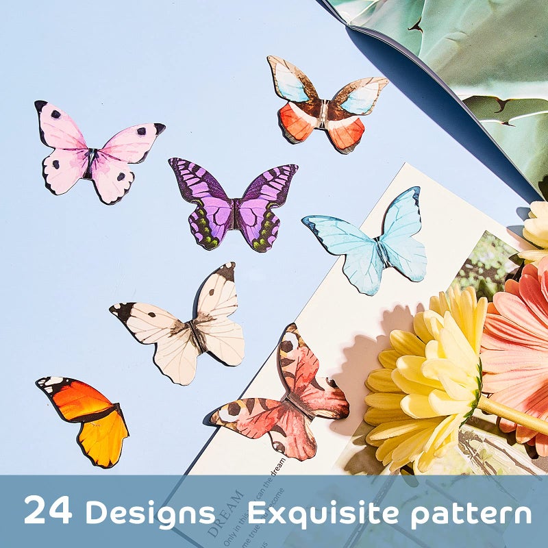 Nezyo 24 Pieces Magnetic Bookmarks Cute Magnet Page Markers Foldable Page Clip for Students Reading Stationery Supplies Office Presents(Butterfly) - Image 3
