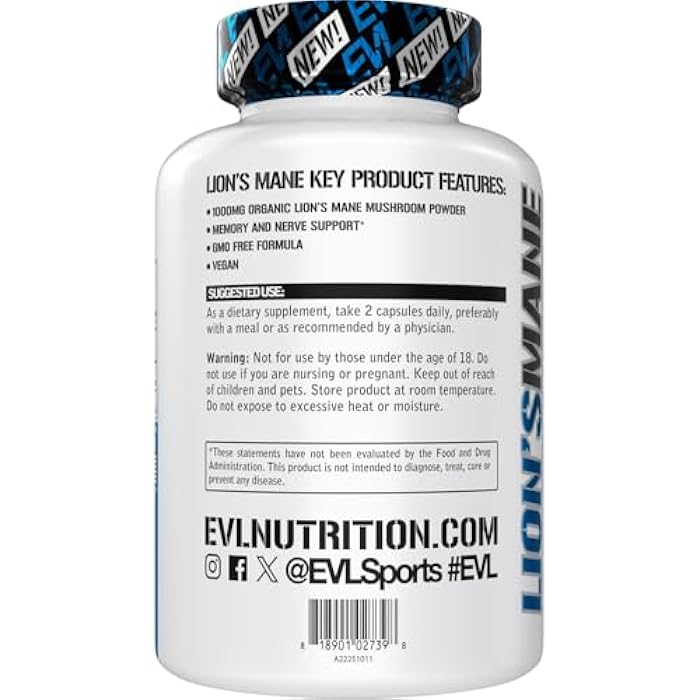 Evlution Organic Lion’s Mane Mushroom Supplement - Lion’s Mane Mushroom Capsules Nootropics Brain Support Supplement for Focus Memory Clarity and Immunity Support - Image 3