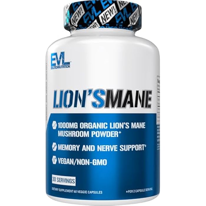Evlution Organic Lion’s Mane Mushroom Supplement - Lion’s Mane Mushroom Capsules Nootropics Brain Support Supplement for Focus Memory Clarity and Immunity Support - Image 1