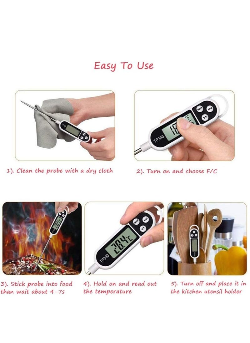 Digital Food Thermometer TP300 with Extra Long Needle, Used Compatible with Milk and Meat Cooking Tools, Instant Stainless Steel Sensor for Kitchen,Roast,BBQ