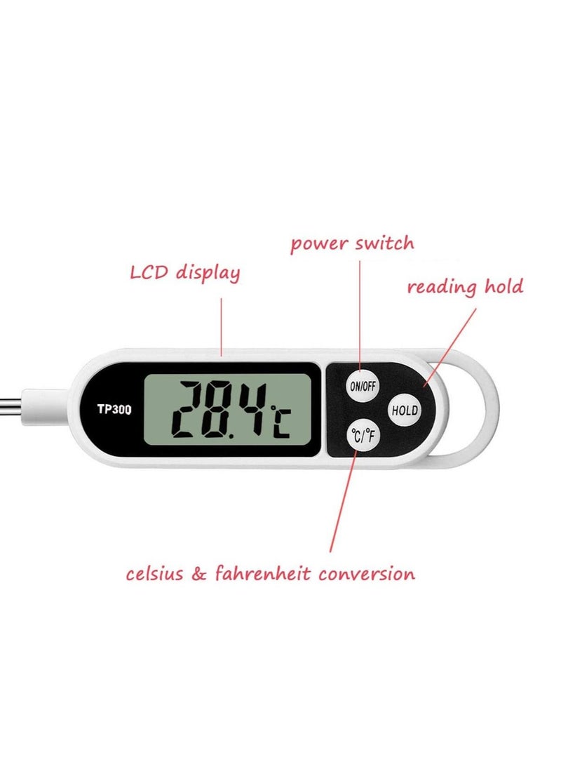 Digital Food Thermometer TP300 with Extra Long Needle, Used Compatible with Milk and Meat Cooking Tools, Instant Stainless Steel Sensor for Kitchen,Roast,BBQ