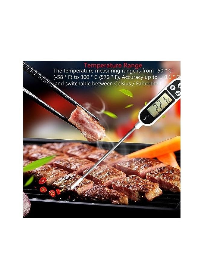 Digital Food Thermometer TP300 with Extra Long Needle, Used Compatible with Milk and Meat Cooking Tools, Instant Stainless Steel Sensor for Kitchen,Roast,BBQ
