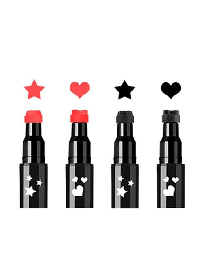 Linble Face Stamp & Eyeliner Set, 4 PCs Red & Black Liquid Stamps and Felt Liners, Dual ended 2-in-1 Eye Makeup Pen - Image 1