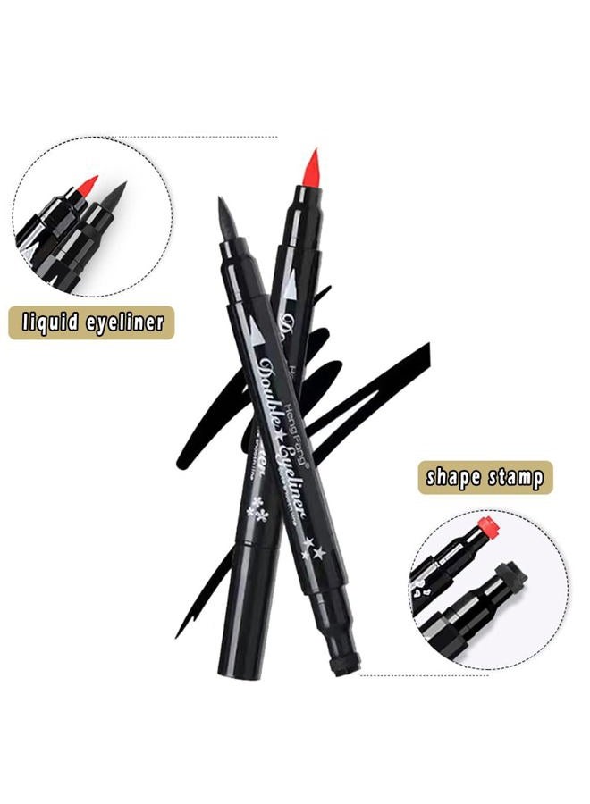 Linble Face Stamp & Eyeliner Set, 4 PCs Red & Black Liquid Stamps and Felt Liners, Dual ended 2-in-1 Eye Makeup Pen - Image 3