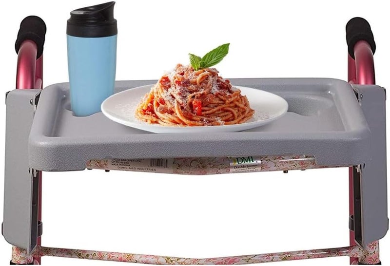 DMI Folding Walker Tray with Cup Holders - Grey - Image 2