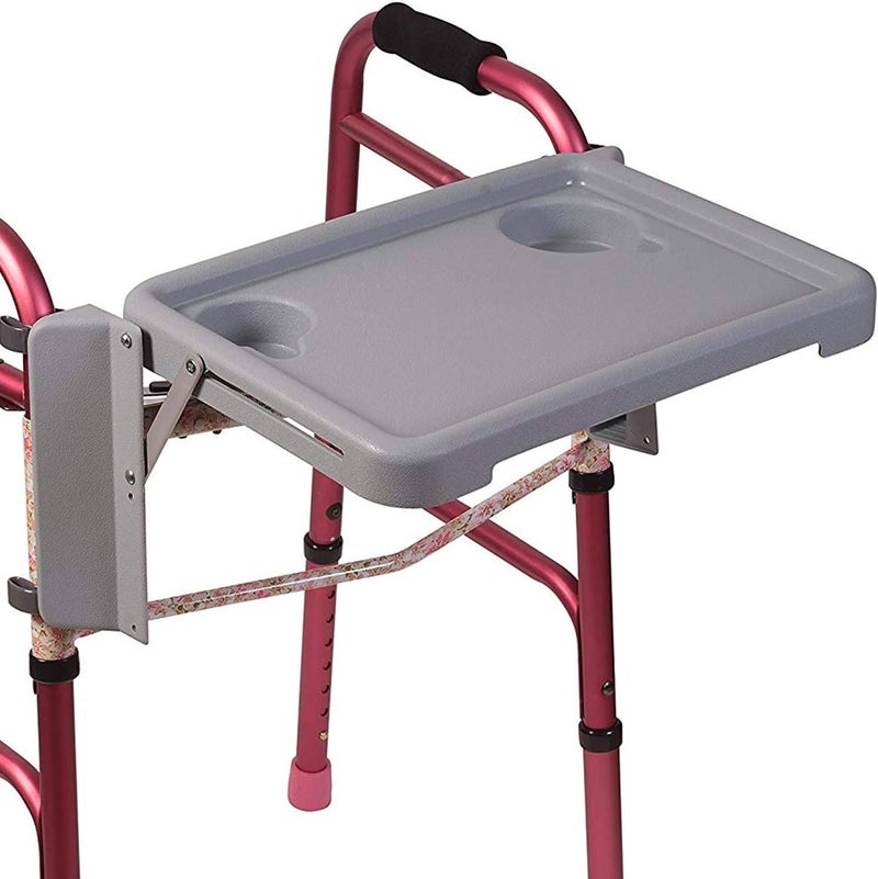 DMI Folding Walker Tray with Cup Holders - Grey - Image 1