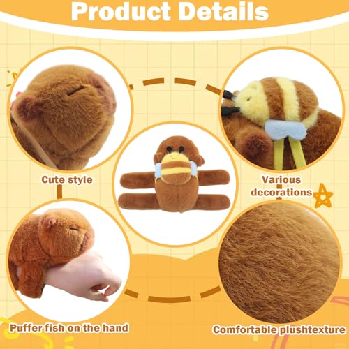 Timisea 2pcs Capybara slap braceletsFunny Capybara Plush Bracelet Animal Slap Bracelet Suitable for Birthday Party Childrens Day Gifts - Image 5