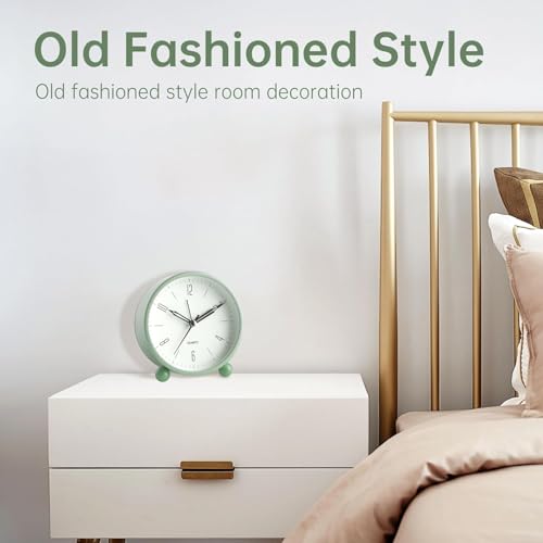Kadio Plastic Analog Alarm Clock, 4 Inch Super Silent Non Ticking Small Clock with Night Light, Battery Operated, Simply Design, for Bedroon, Bedside, Desk (Light Green) - Image 5