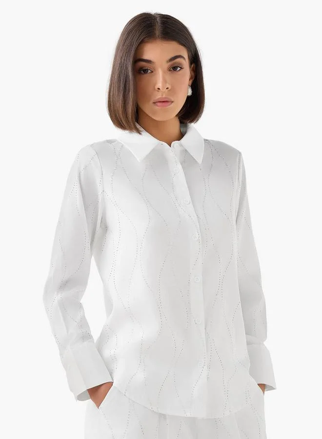 سبلاش فيڤ Shirt with Embellishment and Long Sleeves