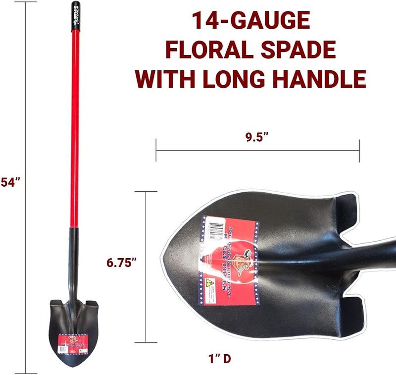 BULLY TOOLS Heavy Duty Floral Spade - 14-Gauge Durable Spade Shovel with Long Fiberglass Handle for Digging, Gardening, and Landscaping, Ideal for Tough Soil and Roots - 100% Made in The USA, 54-Inch - Image 5