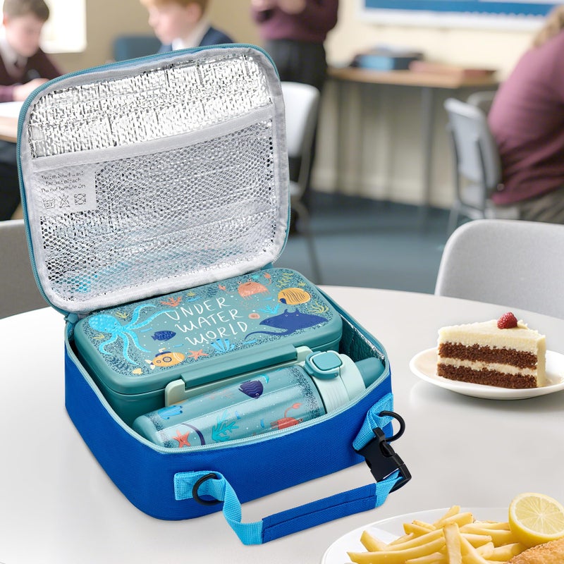 PIQUEBAR Bento Lunch Box for Kids with Thermo Ice Pack Lunch Food Container Insulated Bag, 18oz Plastic Sport Water Bottle for Kid Girls Boys - Image 5