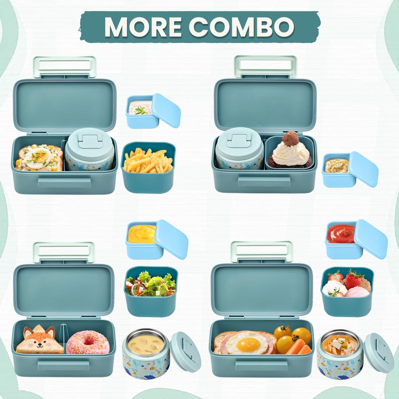 PIQUEBAR Bento Lunch Box for Kids with Thermo Ice Pack Lunch Food Container Insulated Bag, 18oz Plastic Sport Water Bottle for Kid Girls Boys - Image 4