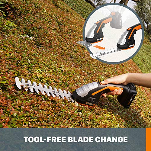 WORX 2 in 1 Cordless Hedge Trimmer, 4" Grass Shear & 8" Shrub Trimmer with 2 Blades, Battery & Charger Not Included, WG801.9 - Image 3