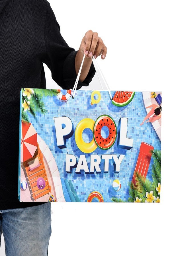 PPJ ® -HAPPY BIRTHDAY (POOL PARTY THEME PARTY) (10 Pcs.) PAPER CARRY BAG, 18.5 Inch X 12.5 Inch X 5.5 Inch RETURN GIFT/HAPPY BIRTHDAY/RETURN GIFTS/GIFTS/GIFT BAGS/GIFT COVERS (LARGE) (Pack of 10) - Image 1