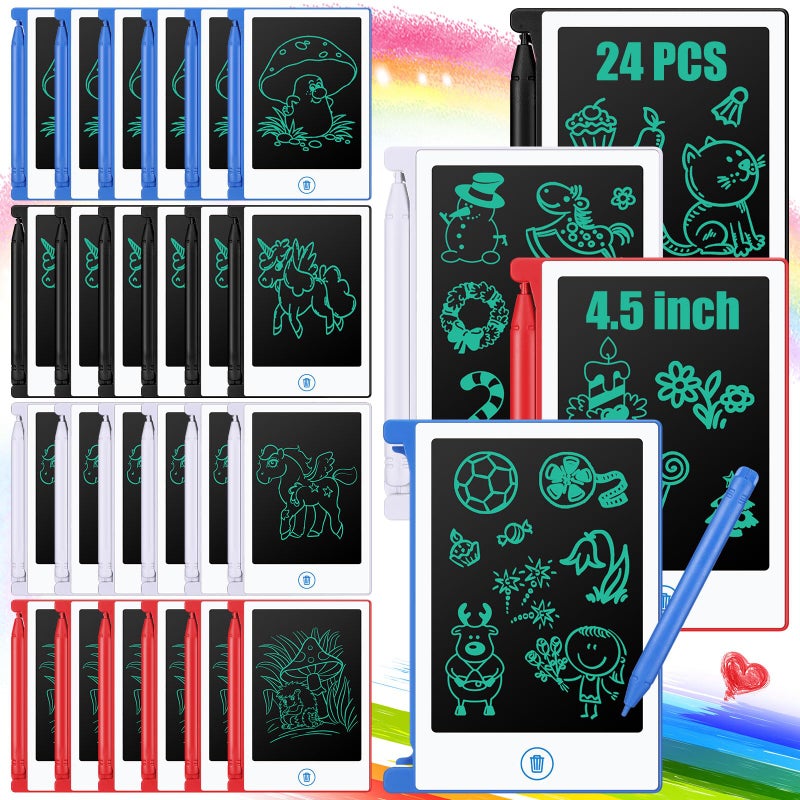 Zhehao 24 Pack LCD Mini Writing Tablet for Kids 45 Inch Doodle Board Bulk Erasable Reusable Electronic Drawing Pad Birthday Party Favors Goodie Bag Classroom GiftsWhite - Image 3