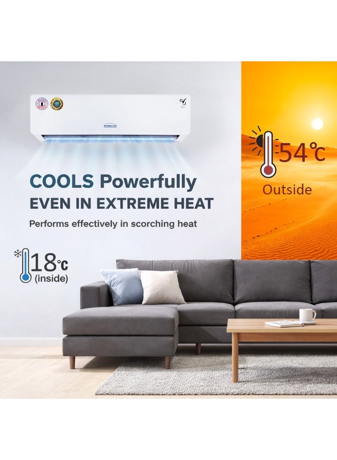 Generaltec 2.5 Ton Split Air Conditioner with T3 Piston Compressor, R410a Refrigerant, 4-Way Swing, Golden Fin, Low Noise Operation, Remote Control  Model GSAC32PSK16 | 1 Year Full Warranty & 5 Years Compressor Warranty 2450 W GSAC32PSK16 white - Image 5