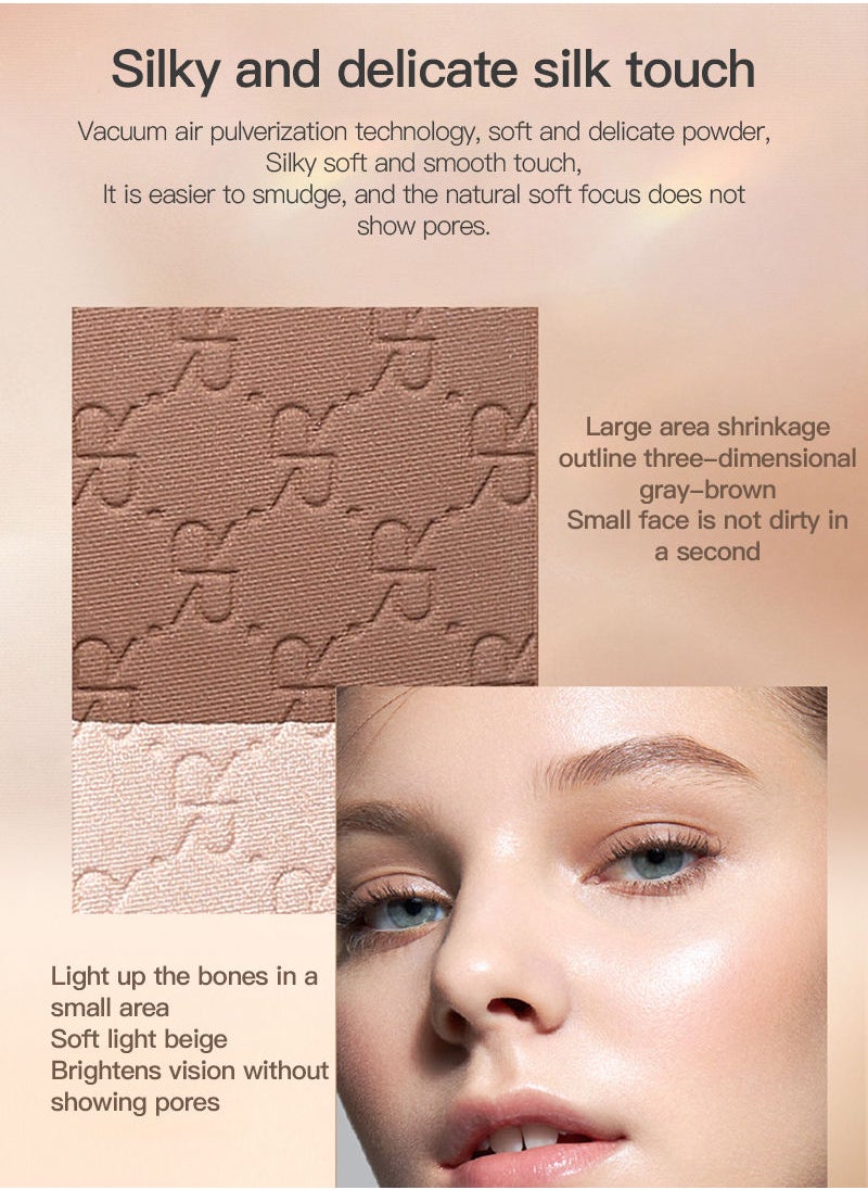REC - 3D Light and Shadow Contouring Powder 4g，Contouring Powder Face Kit，Flawlessly Sculpted Face - Image 1
