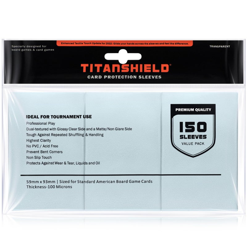 TitanShield Standard American Size 57x91mm Board Game Card Sleeves 150 Count - Image 2