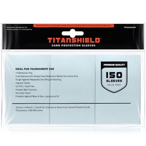 TitanShield Standard American Size 57x91mm Board Game Card Sleeves 150 Count - Image 1